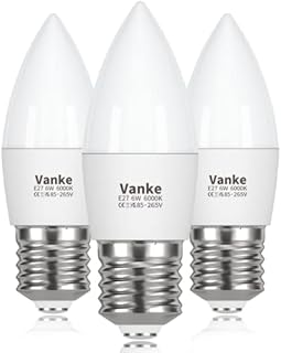 E27 Screw Bulb Cool Light 6000K, 40W LED Candle Bulbs (6W Equivalent), Cute Design Energy Saver, Non-Dimmable, 540 Lumen, Pack of 3