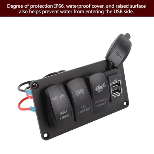Material ABS duradero para interruptor de luz dual náutico y automoción 3