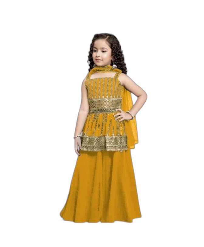 Girls’ Clothing Sets Stylish top Palazzo Dupatta Set,Cute Classy Girls Top & Palazzo Sets.|Style – 5721 Kids for The Age of – 18-24 Months MulticolourF,
