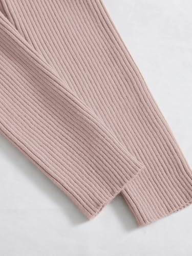 Floerns Women's Tie Front Long Sleeve Rib Knit Shrug Sweaters Cardigan Crop Top Dusty Pink M4