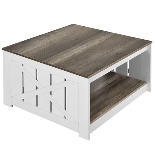 YITAHOME-Coffee-Table-Farmhouse-Coffee-Table-with-Storage-Rustic-Wood-Cocktail-Table-Square-Coffee-Tables-for-Living-Meeting-Room-with-Half-Open-Storage-Compartment-Light-Brown-and-White