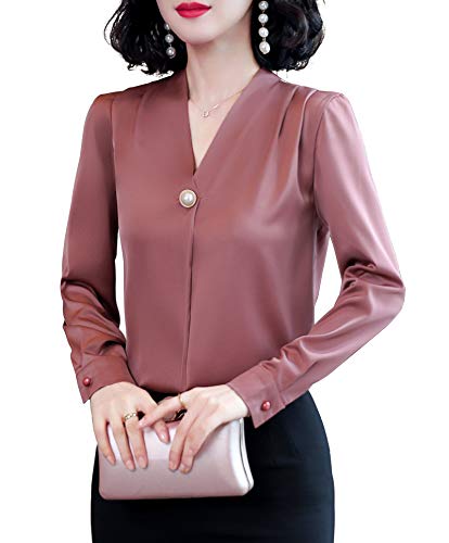 LAI MENG FIVE CATS Women's Print Long Sleeve Button-Front Casual Shirt Blouse