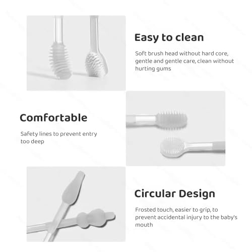 Image of StarAndDaisy Baby Baby Toothbrush and Baby Tongue Cleaner set for Toddler Oral Care, Soft Silicone Toothbrush - (White)