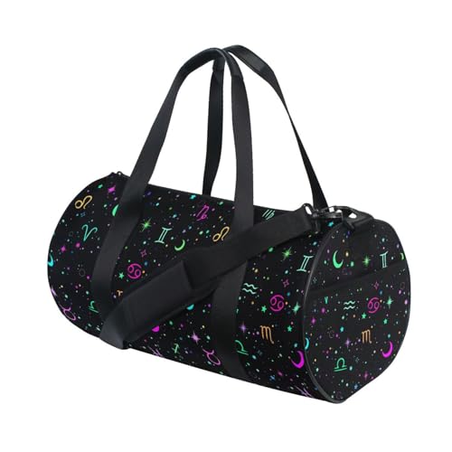 Bright Stars Zodiac Signs Duffel Bags Gym Bag Round Sports Bag Canvas Travel Luggage Overnight Bags for Men Women4