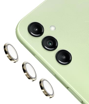 Image of Upgraded Camera Cap for Samsung Galaxy A14 5G Camera Lens Protector Full Shining, HD Clear Tempered Glass Alloy Camera Protection Ring /Case Friendly /Scratch Proof (Gold)