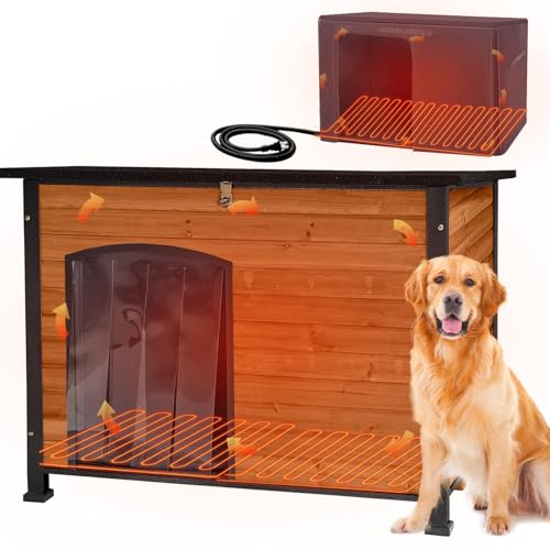 Aivituvin Heated Dog House Outdoor & Indoor Dog Kennel with Insulated Liner & Heating System for...
