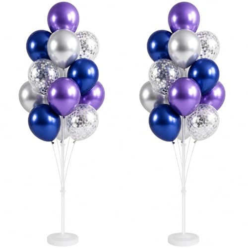 Image of Balloon Column Stand Kit with Balloons, Base and Pole, Balloon Column Kit for Floor or Table Backdrop Decoration for Party Wedding Baby Shower Birthday Graduation (Midnight Purple Blue)