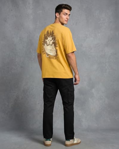 Image of Nobero Men's Oversized Graphic T-Shirt for Men | Soft Cotton | Drop Shoulder Relaxed Fit | Printed Casual Tshirt for Men