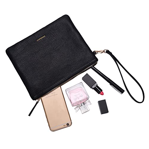 Image of DORIS&JACKY Lambskin Leather Wristlet Clutch Purse Women Large Phone Wallet