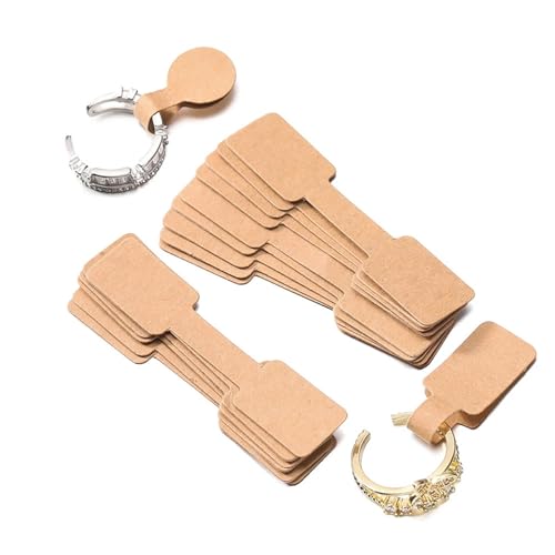 Etiquetas de precio en blanco para joyería y pendientes con diseño rectangular de madera 4
