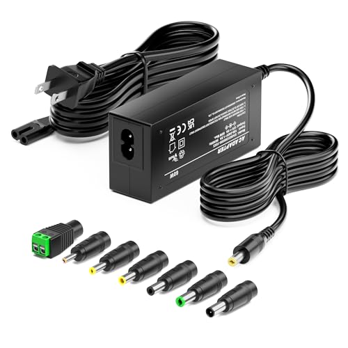 Basicvolt 12V 5Amp Power Supply Adapter, AC 100-240V to DC 12Vdc 5A 3.5A 3A 2A 1A Replacement Power Cord Converter for LED Strip Light DVD Player CCTV Security Camera Sceptre Onn HP Dell AOC Monitor