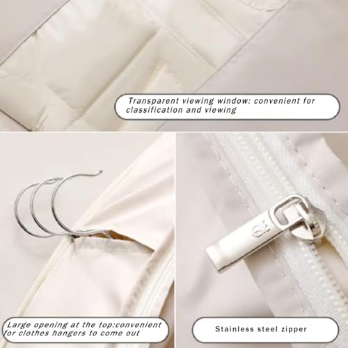 Space Saving Hanging Garment Bag with Self Compression Zipper - Heavy-Duty Clothes Organizer for Travel, Closet, Seasonal Storage (Blue, M)2