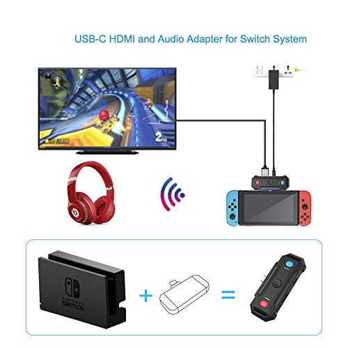 Switch Dock Set,Joytorn Bluetooth Adapter for Nintendo Switch/Switch Lite,Dual Stream Bluetooth Wireless Audio