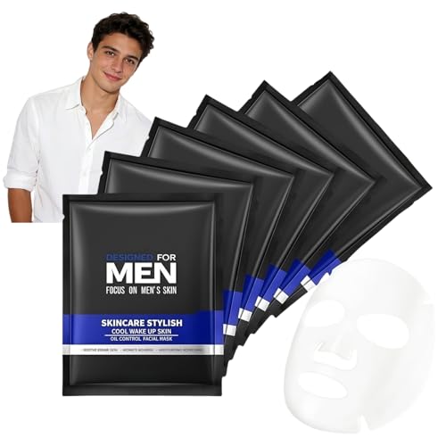 6PCS Mens Face Mask Set Anti Aging & Hydrating Sheet Mask for Men Refreshing & Oil Control Facial Care Kit Skincare Set for Men Multipack Face Masks Skincare Moisturizing & Soothing Face Pack