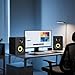 Sanyun SW206 4” HiFi Bookshelf Speakers with Studio Mode, 80W Active, Bluetooth 5.4/Optical/Coaxial/TRS/Aux/24bit DAC USB, for Turntable TV PC Desktop, MDF Cabinet, Remote Control, Black