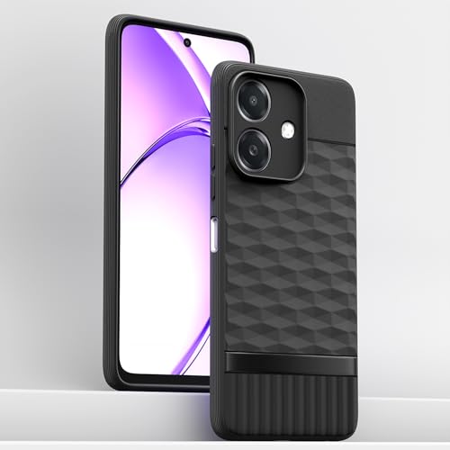 Image of Pikkme Back Cover for Oppo A3x 5G / A3x 4G / A3 5G Camera Protection 3D Hexa Cube Design Silicone Protective Bumper Case (Black)