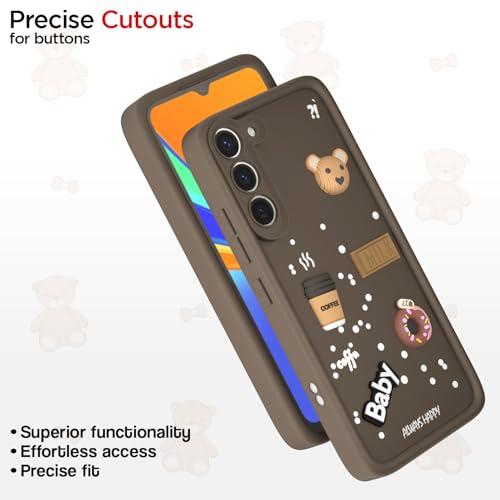 Image of Pikkme Back Cover for Samsung Galaxy S23 5G | Cute Fun Cartoon 3D Bear Silicone Full Body Protection Bumper Cover (Brown)