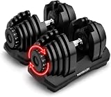 ManiBoom Mancuernas Ajustables 5-40 kg, Mancuernas Regulables 17 en 1, Pesas Ajustables con Discos de Acero Reforzado, Cambio de Peso en 1 Segundo y Doble Bloqueo, Gimnasio en Casa