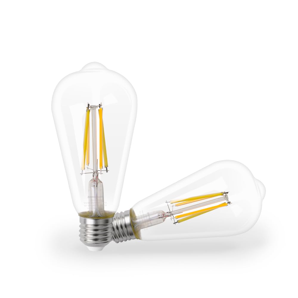 BENEXMART Matter Over WiFi Smart Light Bulb, Alexa Light Bulb, ST64 E27 7W, Works with Alexa and Google Home Smart-Things, No Hub Required（2）