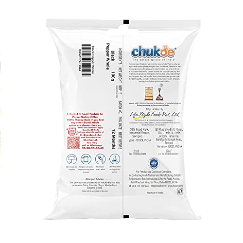 Image of Chukde - Black Pepper 100 Gm (Pack Of 1) - Kaali Sarso 100 Gm (Pack Of 5) - Whole Spices - Combo Pack