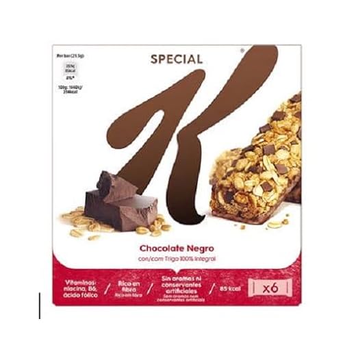 Kellogg's Barritas Special K Chocolate - Barritas de cereales de copos de trigo integral y cereales con trocitos y base de chocolate - Paquete de 6 barritas x 21.5g
