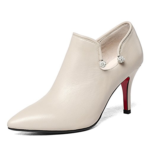 Chaussures pointues en cuir avec strass chic et talons aiguilles pour femme