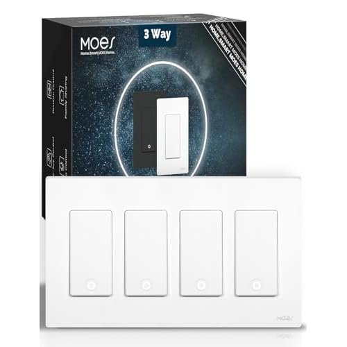 MOES Zigbee 3 Way Light Switch, 1 Gang Smart Wall Switches Single Pole, Require Neutral Wire, Support Remote Control, Compatible with Alexa/Google Assistant