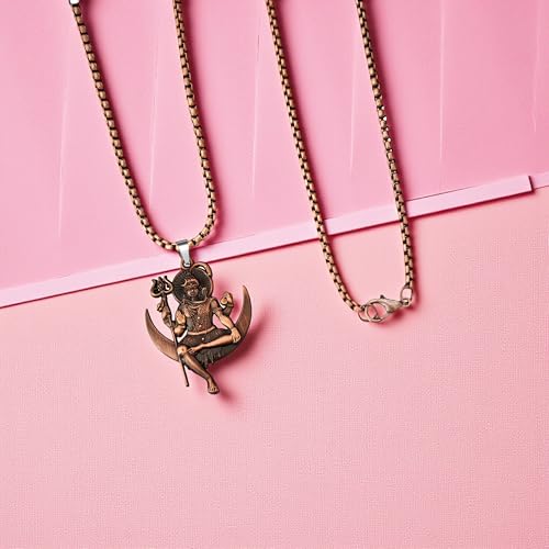 Image of M Men Style Lord Shiva Pendant Necklace Solid Brass Pendant with 22 Inch Stainless Steel Box Chain Unisex