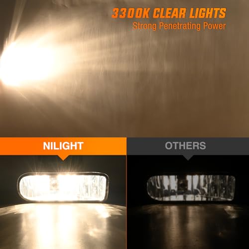 Image of Nilight Fog Light Assembly for 1999-2002 GMC Sierra 1500 2500 | 2001 2002 Sierra 1500HD 2500HD 3500 2000 2001 2002 2003 2004 2005 2006 Yukon Clear Lens
