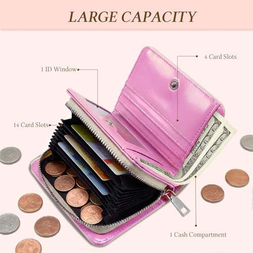Image of Christian Wallet for Women, PU Leather Accordion Wallet, Zipper Coin Purse | Women's Cute Christian Accordion Wallet, Credit Card Holder with 1 ID Window 14 Card Slots, Gift for Wife Daughter Ladies