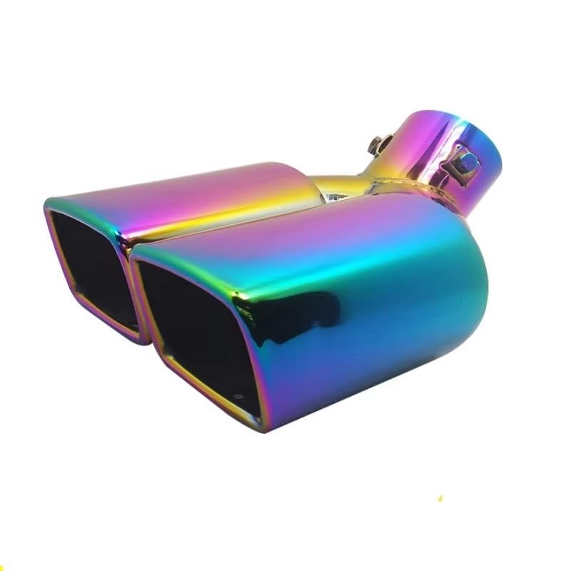 Silencieux d'échappement 63mm universel à double sortie carrée colorée pour voiture