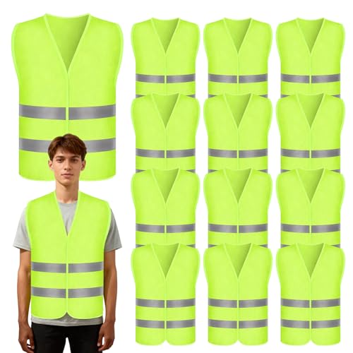 Gilet haute visibilité jaune pour voiture et chantier - Lot de 12