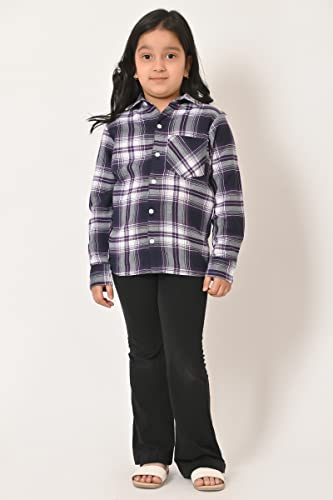 Image of Kids Cotton Shirt - Regular Fit Shirt for Girls & Boys, Unisex Full Sleeves Shirts, Collared Neck,Button Down Shirt, Checks Shirts for Casual Wear