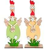Décoration de Pâques Coq de Pâques Matériau : Bois naturel avec gravure