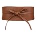 Womens Faux Leather Wrap Around Obi Style Waist Band Belt (Brown Faux Leather)