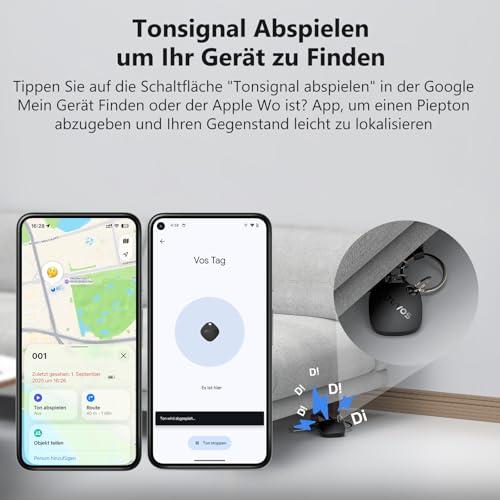 ATUVOS Air Tag Pro Smart Tags Tracker für Android & iOS, Neu Dual-System Schlüsselfinder kompatibel mit Google Mein Gerät finden or Apple Wo ist? App, Smarttag Key Finder für Gepäck, Koffer, 4er Pack.