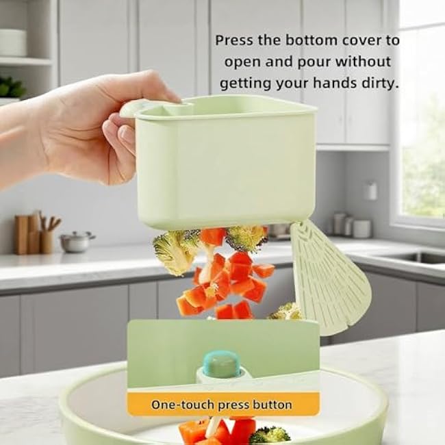 Food Waste Catcher for Sink Kitchen Sink Caddy Suction Cup Corner Sink Strainer Food Waste Catcher Caddy Suction Cup, Plastic Material, One-Touch Drainage (Green)