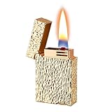 Briquet Intelligent à Commande vocale, Briquet à kérosène en métal Coupe-Vent à Texture météorite, Rechargeable, Flamme Douce, Cadeau Unique for Homme (Noir)(Gold)