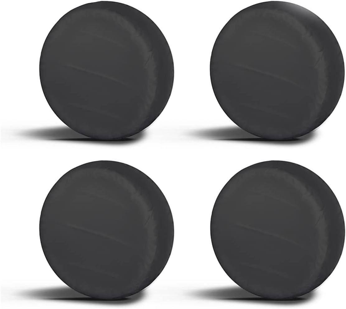 RV Tire Covers 4 Pack, Waterproof 300D Oxford Wheel Protectors, UV Sun Snow Dust Protection, Universal Fit 24"-32" Diameter for Trailer Camper Truck Van (30-32")