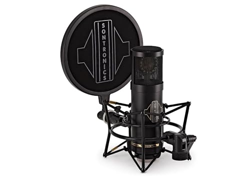 SONTRONICS STC-20 Pack - Professional Large Pattern Studio Condenser Microphone. Broadcast, Podcast & Recording Vocals. Shock Mount & Pop Shield Included. Lifetime Mic Warranty - Designed in UK –Black