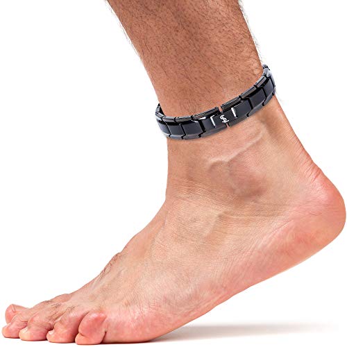 Elegant Titanium Magnetic Therapy Anklet For Men and Women Arthritis Pain Relief & Inflammation Reduction For Feet And Ankles (Black)