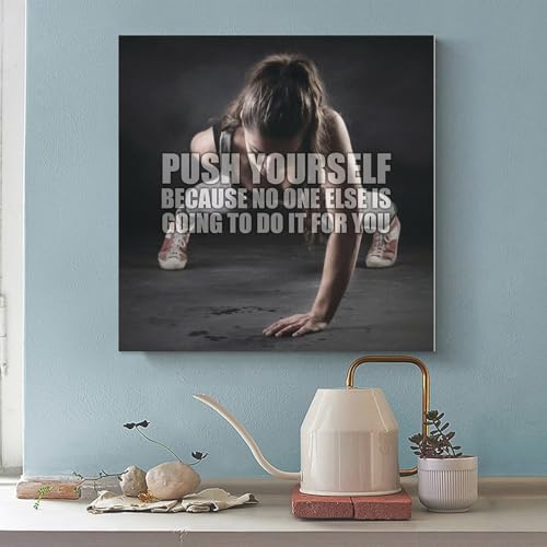 Poster citation Push Yourself déco murale salon 40x40 cm