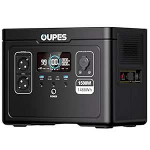 OUPES Exodus 1500 Tragbare Powerstation 1500W, 1488Wh Solargenerator mit 2 Steckdose (Boost 1700W, 3600W Spitze), Schnellladung, USV-Funktion Akku Generator für Camping, Wohnmobil, Reise