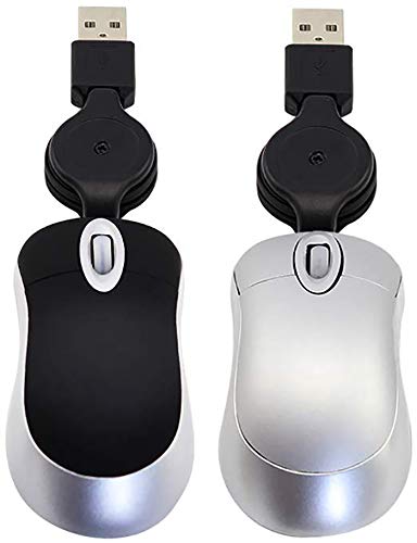 elec Space STAR-LINK Mini Travel USB Optical Mouse Retractable Mouse for PC Laptop Notebook (Black-Sliver)