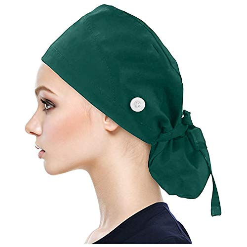 Sonnena Gorro para Hombres y Mujeres con Botón Flor Corbata Algodón Gorros Pascua Sombrero para Pelo Largo Corto Gorro de Trabajo Cover