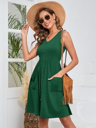 Image of Heymoments Women Sleeveless Summer Beach Dresses with Pockets