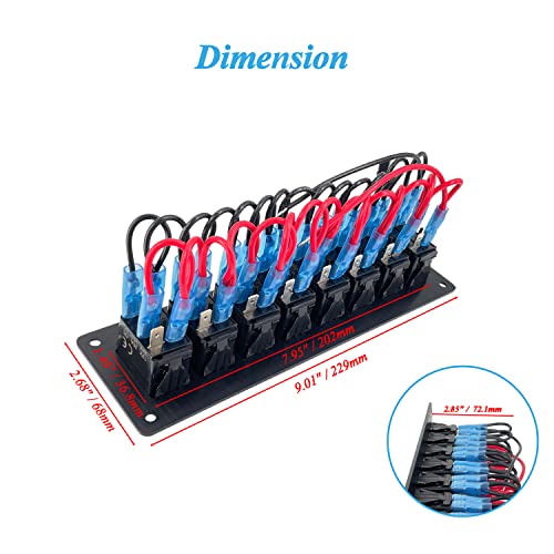 Image of 8 Gang Customize Rocker Switch Orange Led Backlit Boat Switch Panel for Car Yacht RV Camper Truck Tractor 12V 24V Waterproof IP66