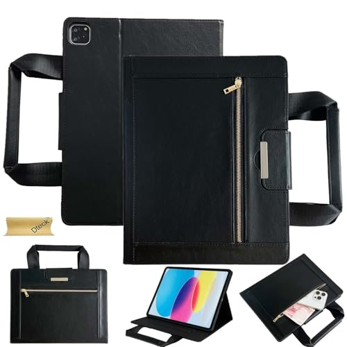 Étui iPad Pro 13 2024 anti-chute zippé en cuir style d'affaires