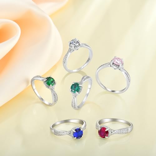 STARCHENIE Promise Ring for Her 925 Sterling Silver Round Engagement Wedding Ring for Women Size 5-104