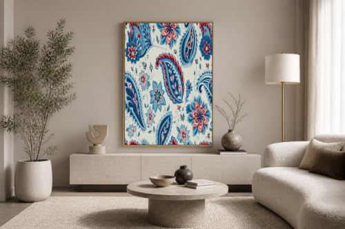 Impression sur toile cachemire bleue CDXNORA grand format